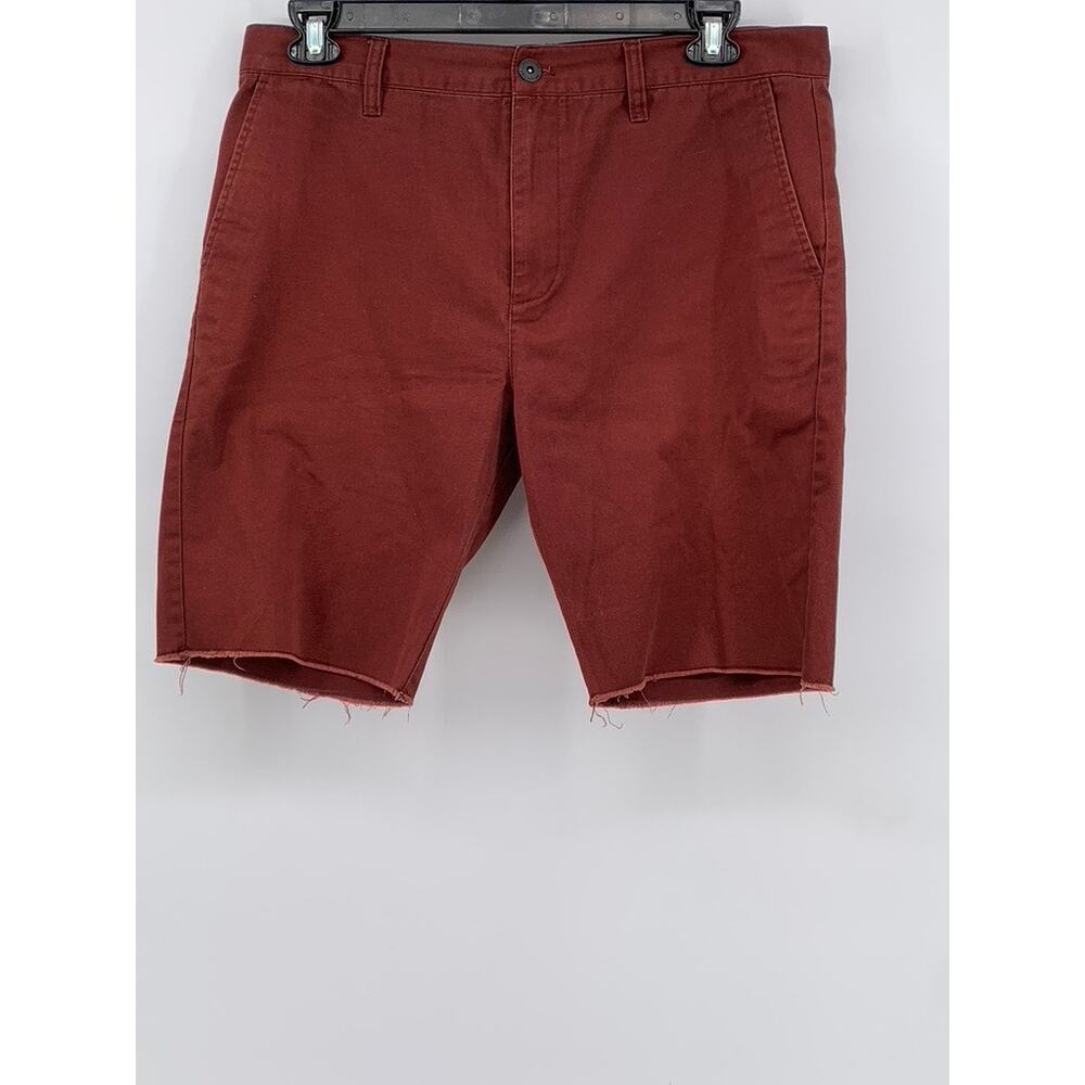 RVCA Men's Brick Red Dayshift Chino Recession Collection Distressed Shorts SZ 34